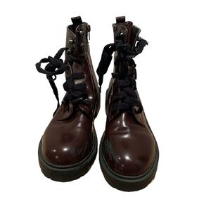 Madden Girl Women's Alicee Vegan Leather Combat Boots Maroon size 9